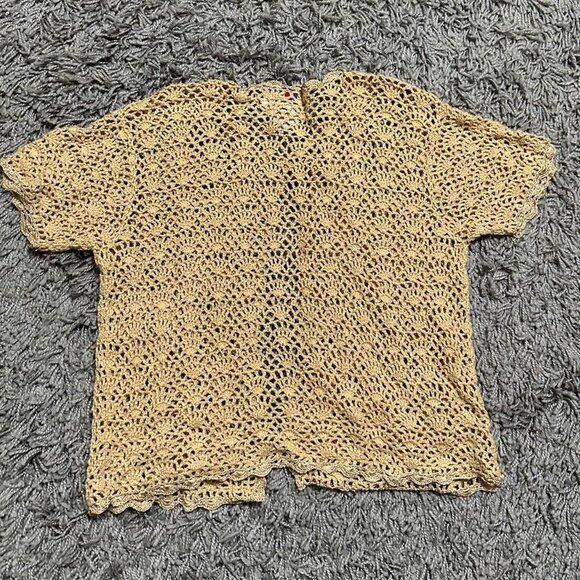 90s Coquette Crochet Short Sleeve Blouse Size 8 - Picture 6 of 6